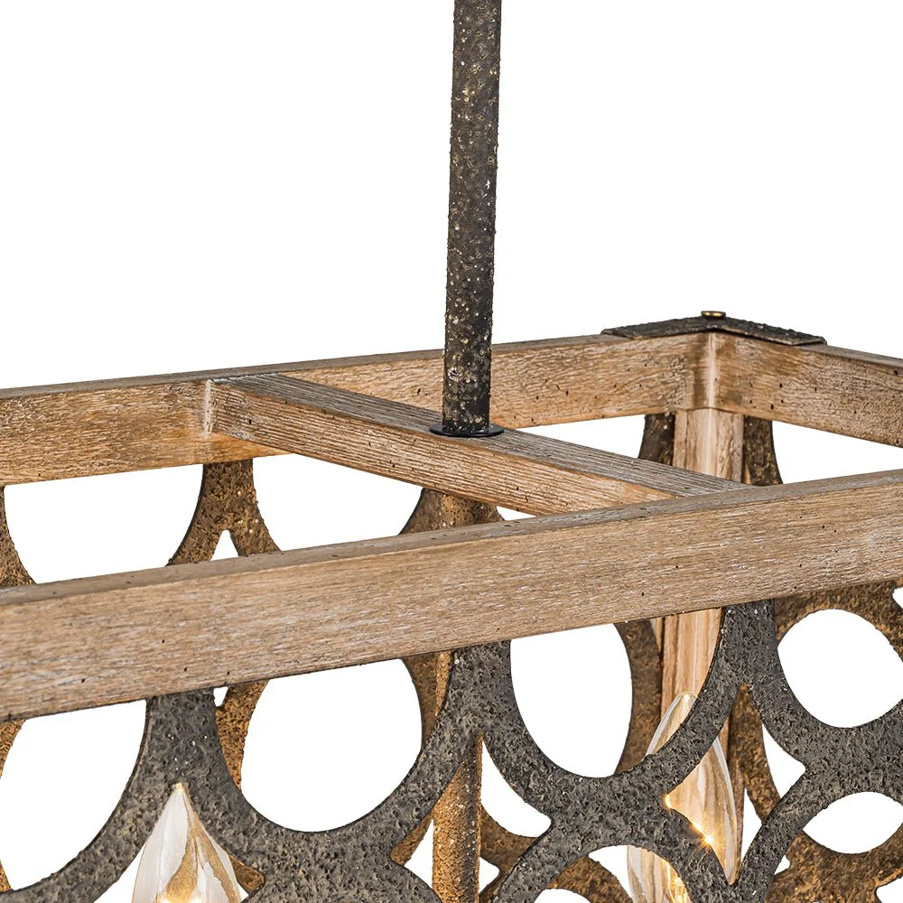 Farmhouse Antique Wooden Rectangle Box Linear Chandelier - Image 18