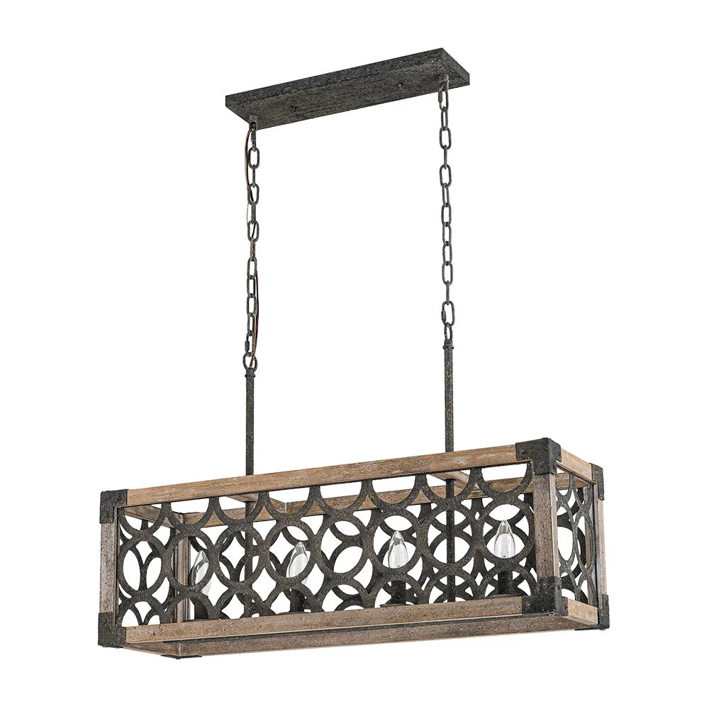 Farmhouse Antique Wooden Rectangle Box Linear Chandelier - Image 6