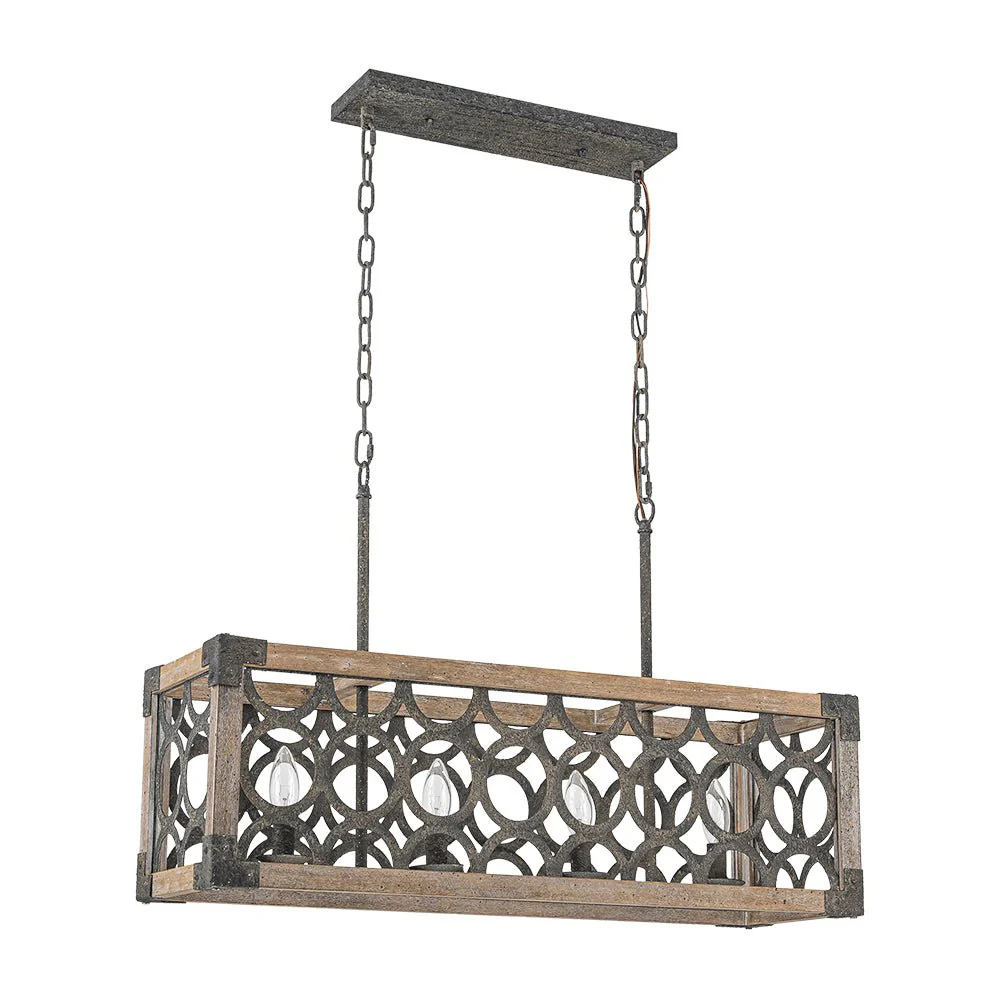 Farmhouse Antique Wooden Rectangle Box Linear Chandelier - Image 7