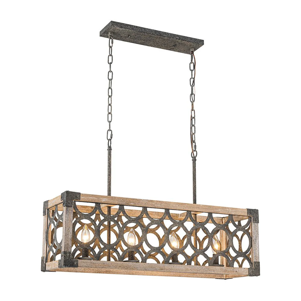 Farmhouse Antique Wooden Rectangle Box Linear Chandelier - Image 8