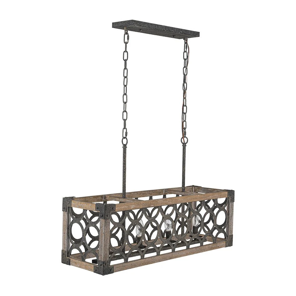 Farmhouse Antique Wooden Rectangle Box Linear Chandelier - Image 9