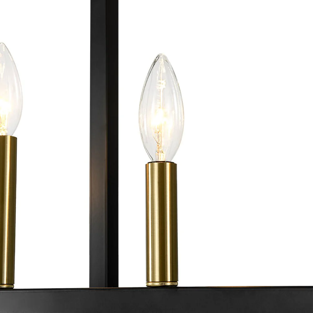 Farmhouse Candle Style Linear Rectangular Cage Island Chandelier - Image 10
