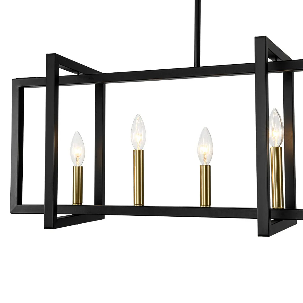 Farmhouse Candle Style Linear Rectangular Cage Island Chandelier - Image 8
