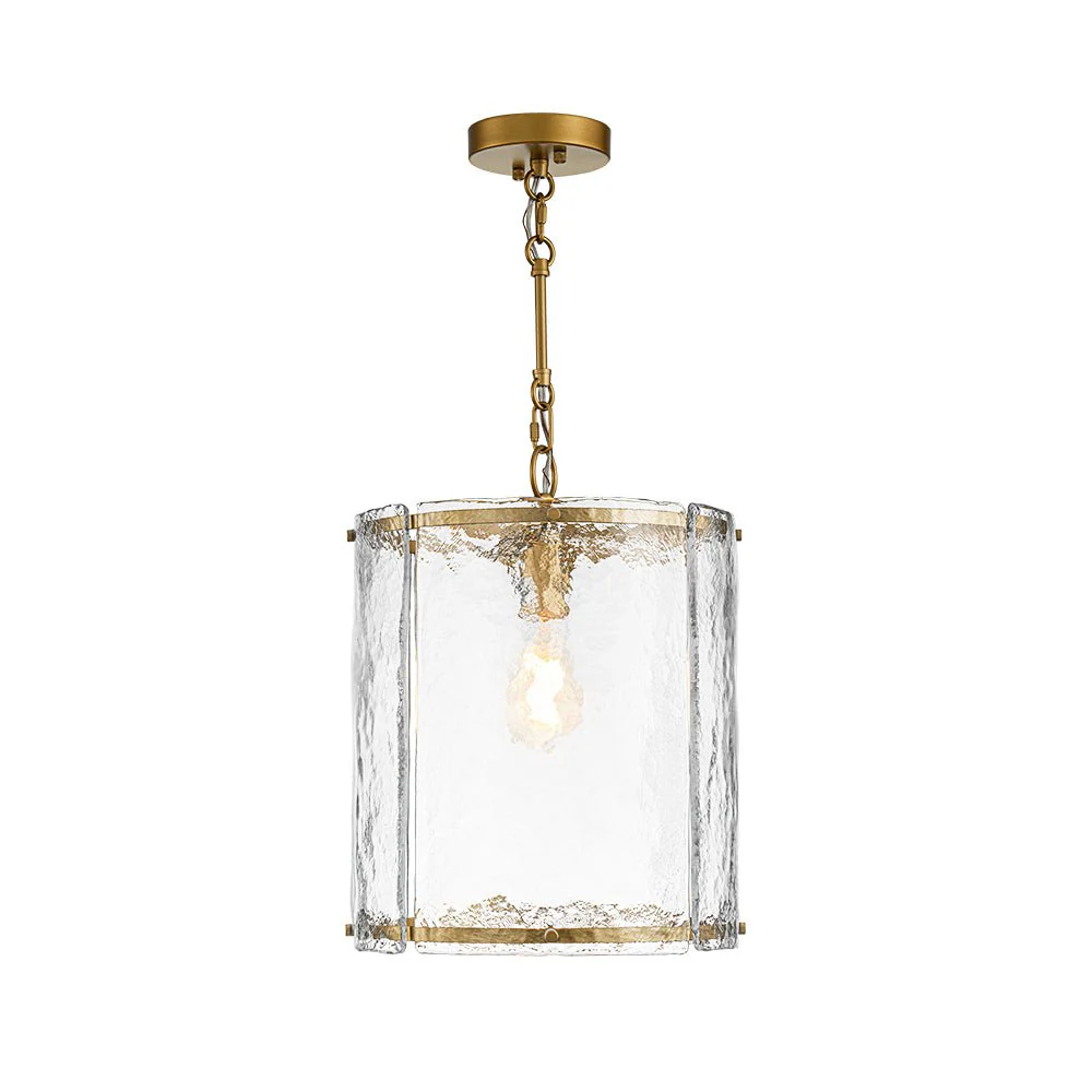 Farmhouse Clear Textured Glass Cylinder Cage Pendant - Image 10