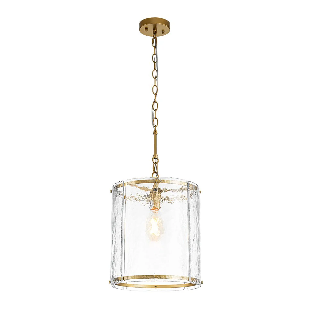 Farmhouse Clear Textured Glass Cylinder Cage Pendant - Image 11