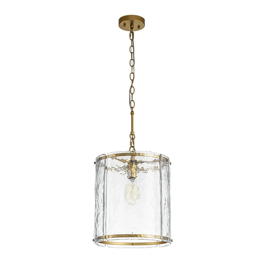 Farmhouse Clear Textured Glass Cylinder Cage Pendant - Image 12