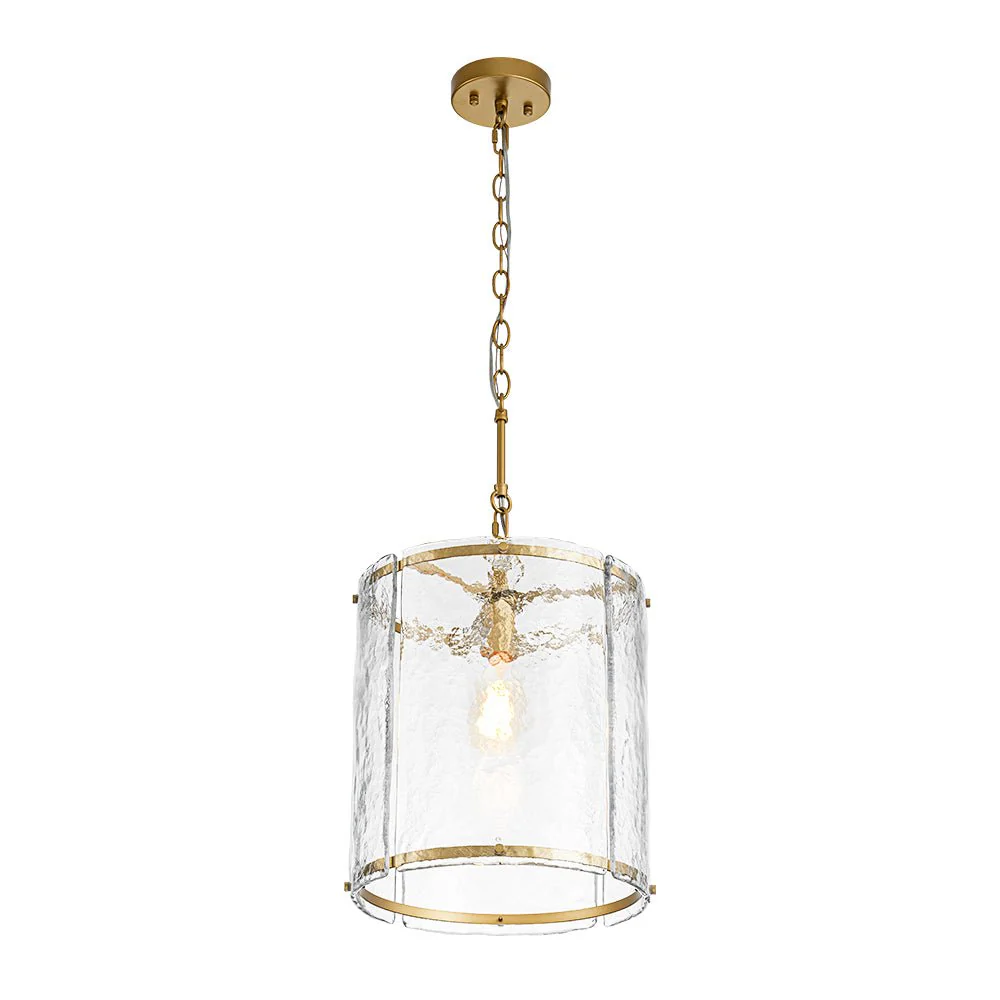 Farmhouse Clear Textured Glass Cylinder Cage Pendant - Image 13