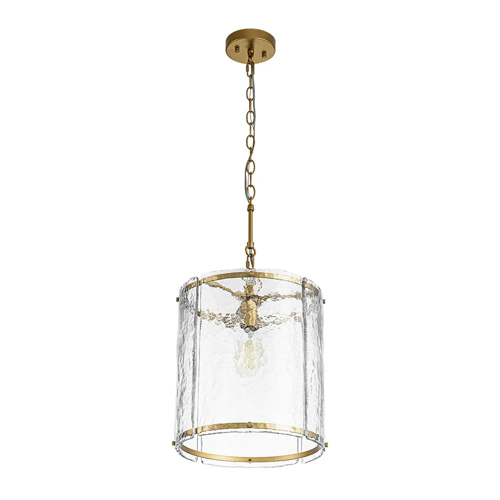 Farmhouse Clear Textured Glass Cylinder Cage Pendant - Image 14