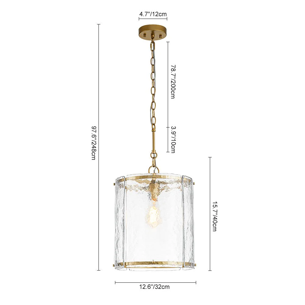 Farmhouse Clear Textured Glass Cylinder Cage Pendant - Image 15