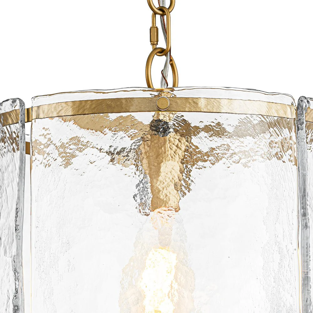 Farmhouse Clear Textured Glass Cylinder Cage Pendant - Image 17
