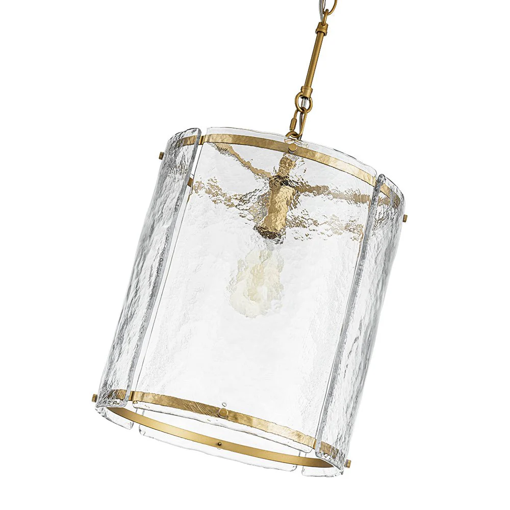 Farmhouse Clear Textured Glass Cylinder Cage Pendant - Image 18