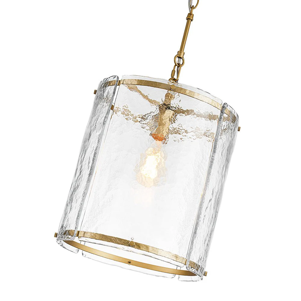 Farmhouse Clear Textured Glass Cylinder Cage Pendant - Image 19