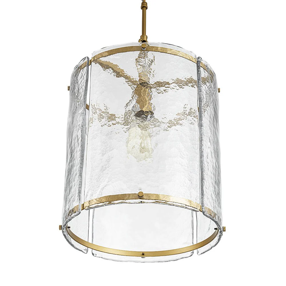 Farmhouse Clear Textured Glass Cylinder Cage Pendant - Image 20