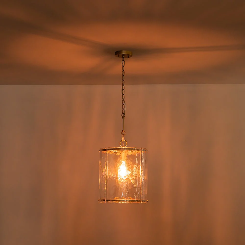 Farmhouse Clear Textured Glass Cylinder Cage Pendant - Image 21