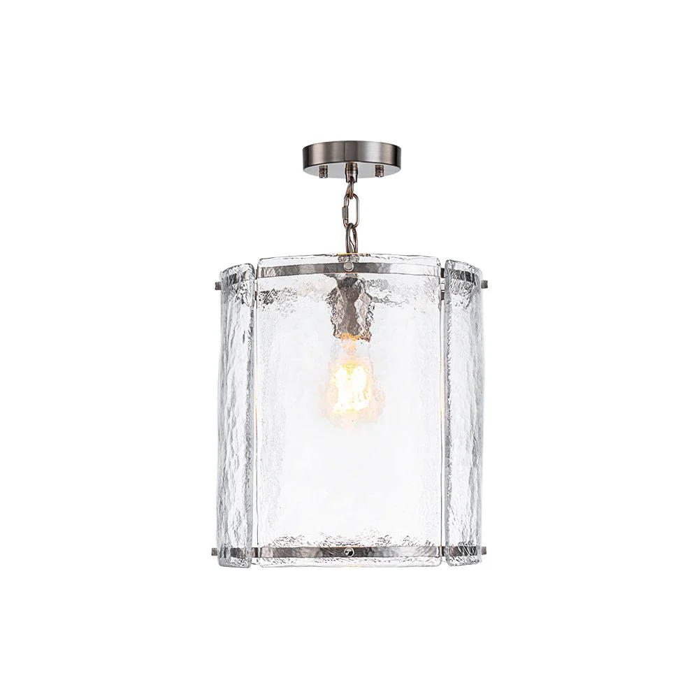 Farmhouse Clear Textured Glass Cylinder Cage Pendant - Image 25