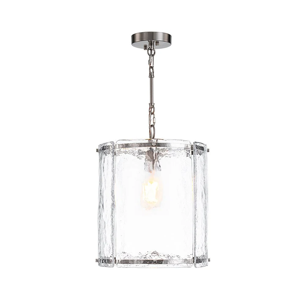 Farmhouse Clear Textured Glass Cylinder Cage Pendant - Image 26