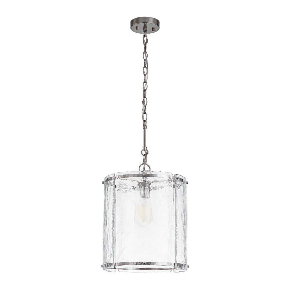 Farmhouse Clear Textured Glass Cylinder Cage Pendant - Image 28