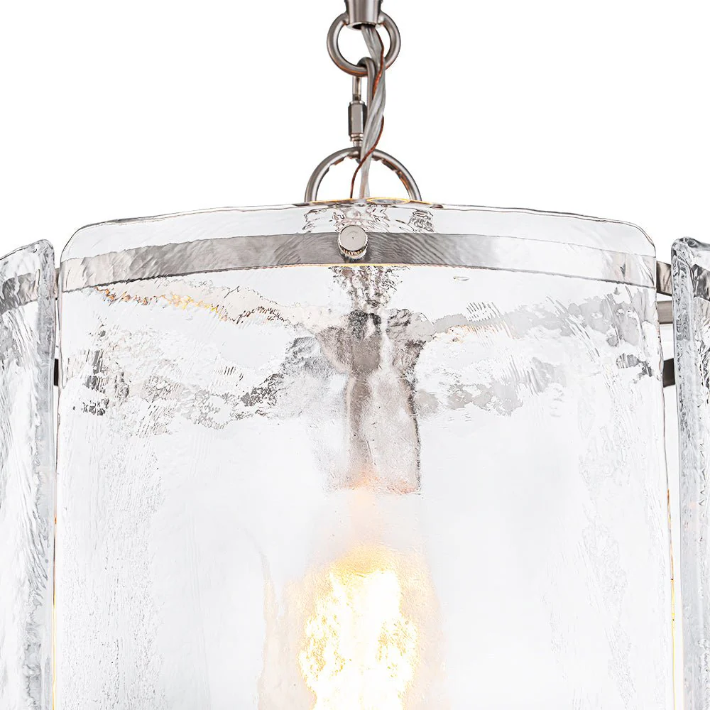 Farmhouse Clear Textured Glass Cylinder Cage Pendant - Image 33