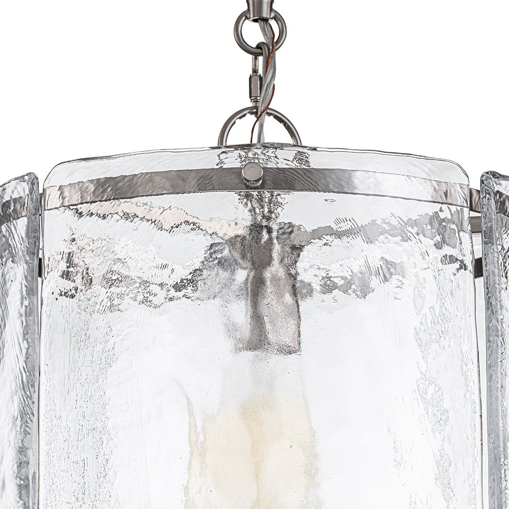 Farmhouse Clear Textured Glass Cylinder Cage Pendant - Image 34