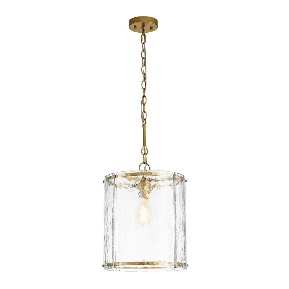 Farmhouse Clear Textured Glass Cylinder Cage Pendant - Image 7