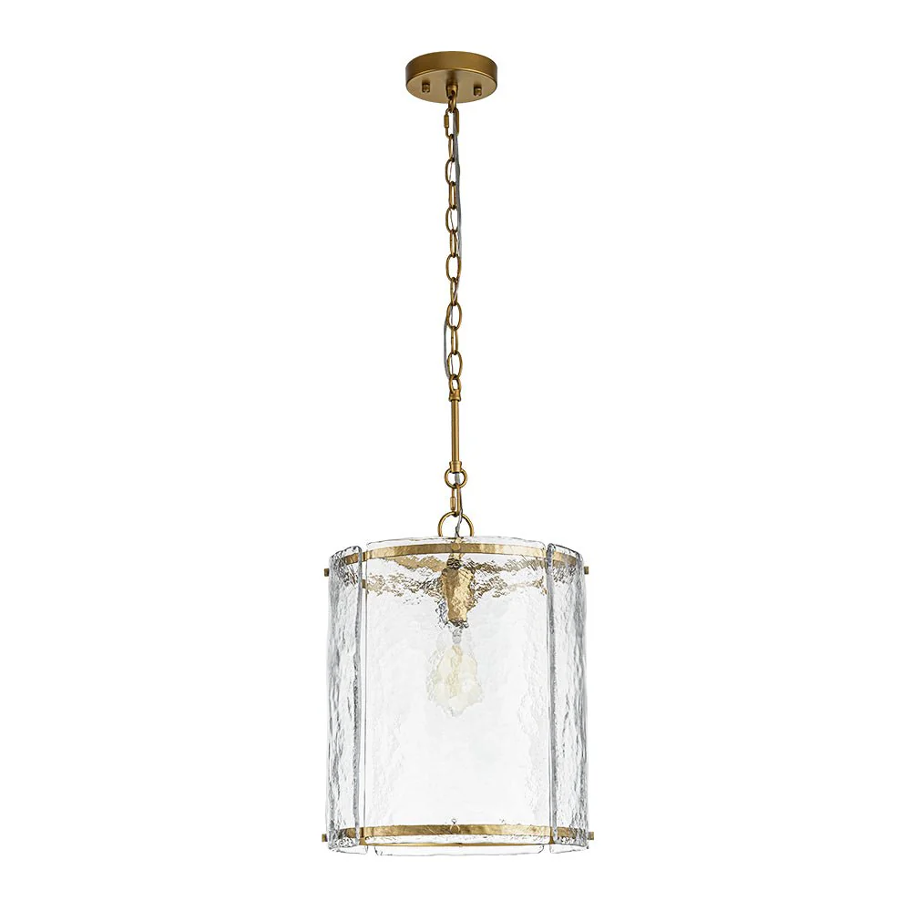 Farmhouse Clear Textured Glass Cylinder Cage Pendant - Image 8