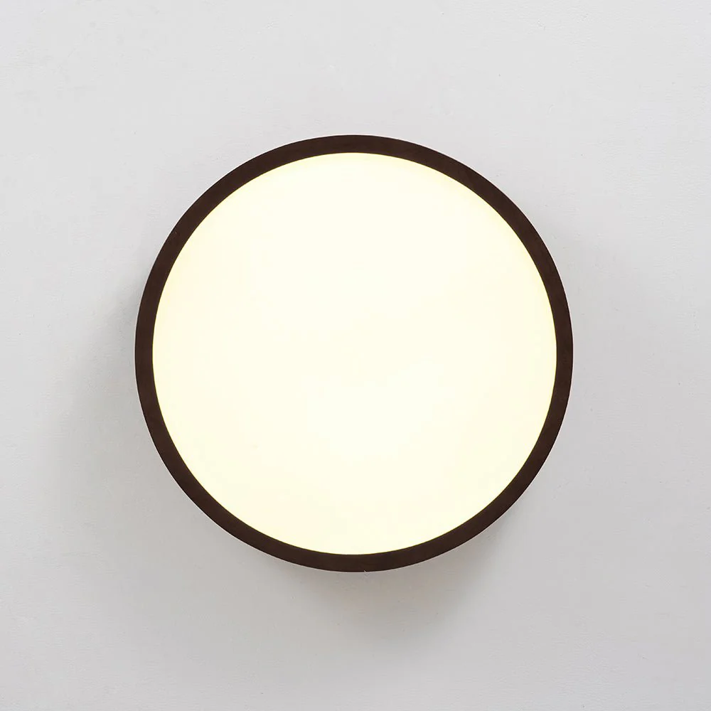 Farmhouse Dimmable LED Walnut Wood Round Flush Mount - Image 12