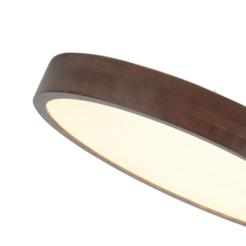 Farmhouse Dimmable LED Walnut Wood Round Flush Mount - Image 14