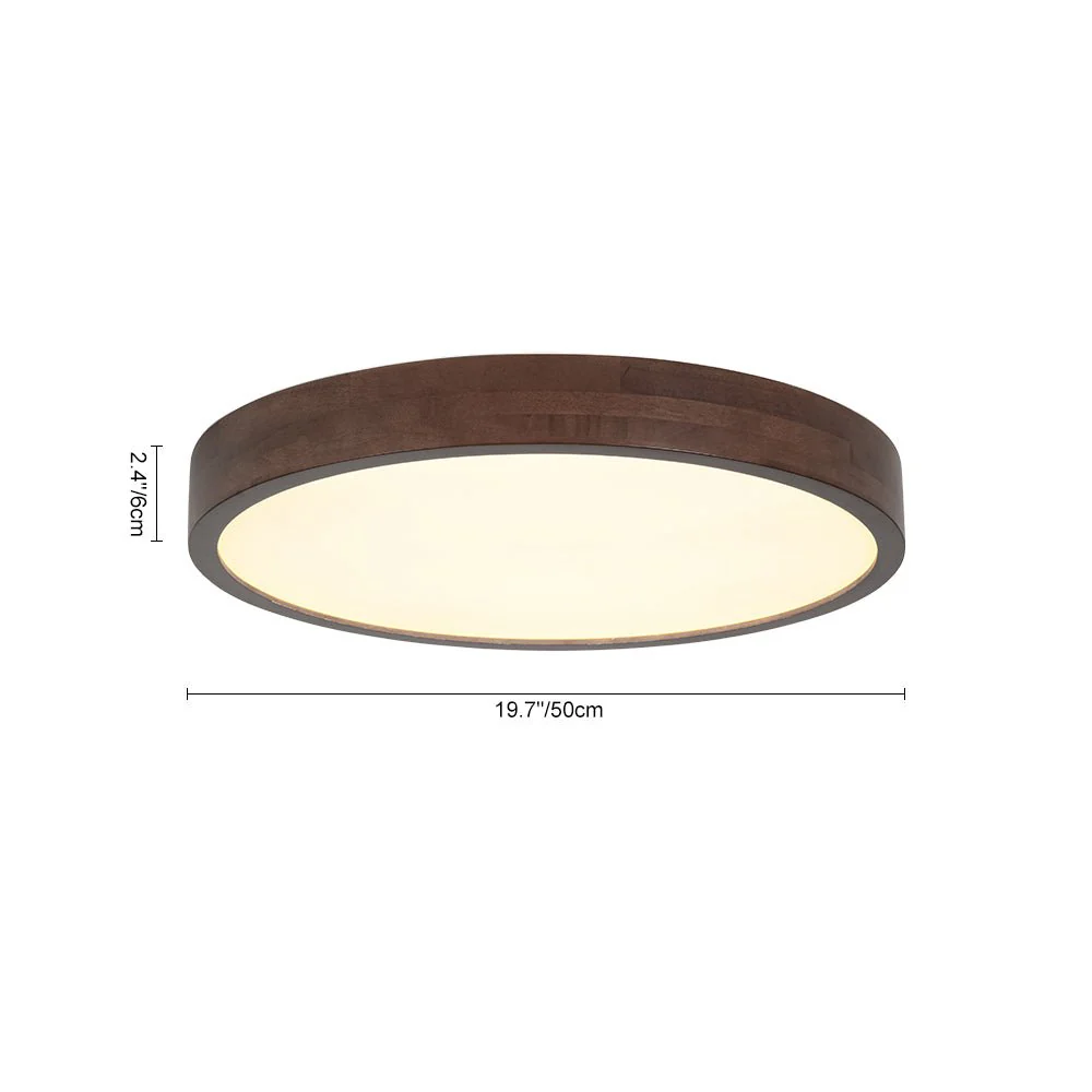 Farmhouse Dimmable LED Walnut Wood Round Flush Mount - Image 5