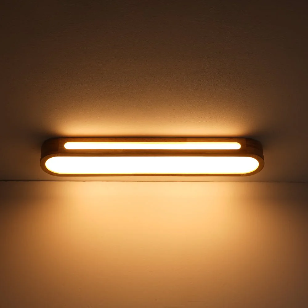Farmhouse Dimmable LED Wood Oval Flush Mount Light - Image 10