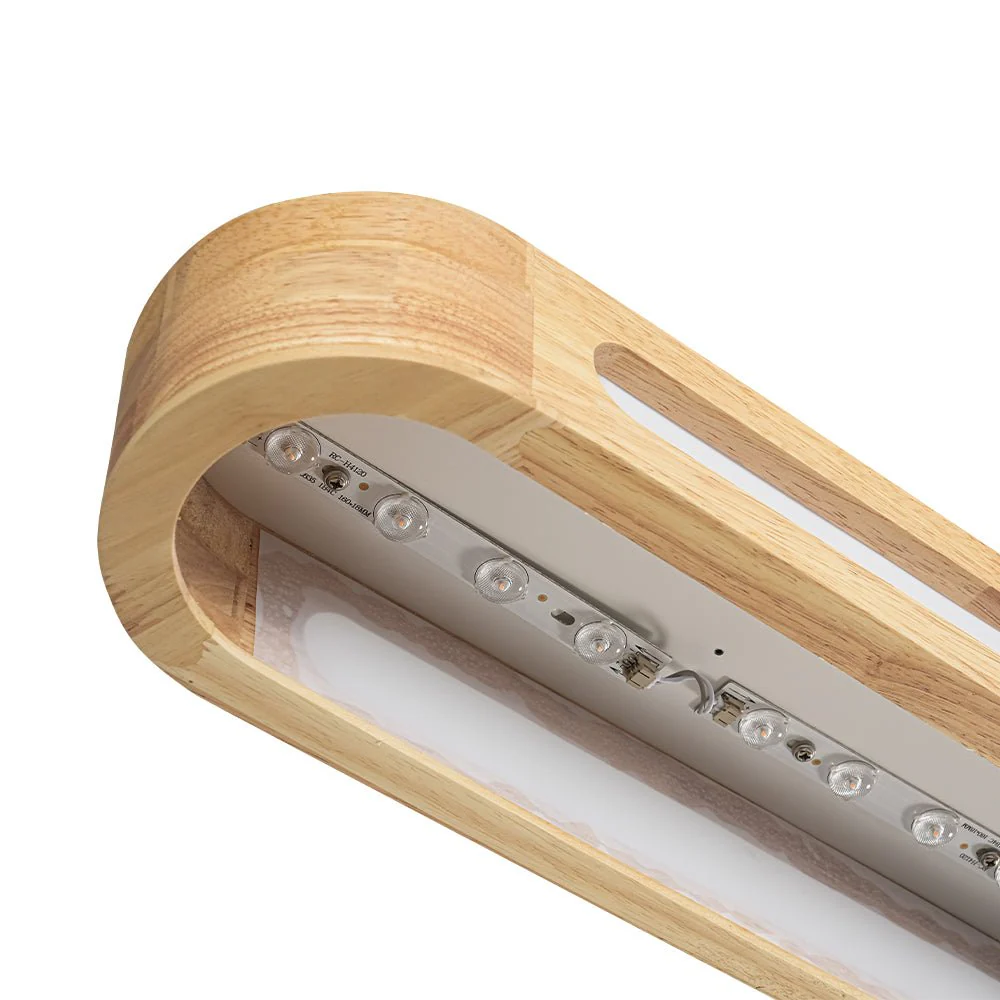 Farmhouse Dimmable LED Wood Oval Flush Mount Light - Image 16