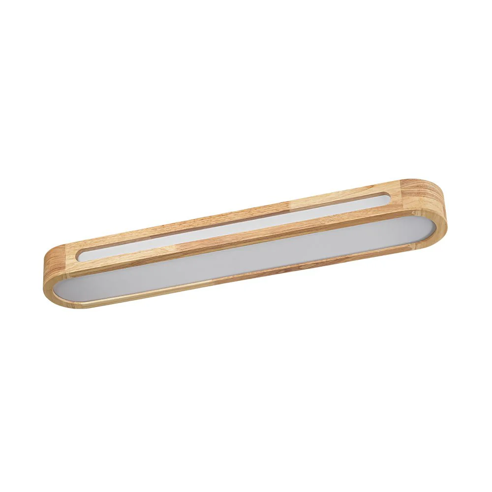 Farmhouse Dimmable LED Wood Oval Flush Mount Light - Image 2