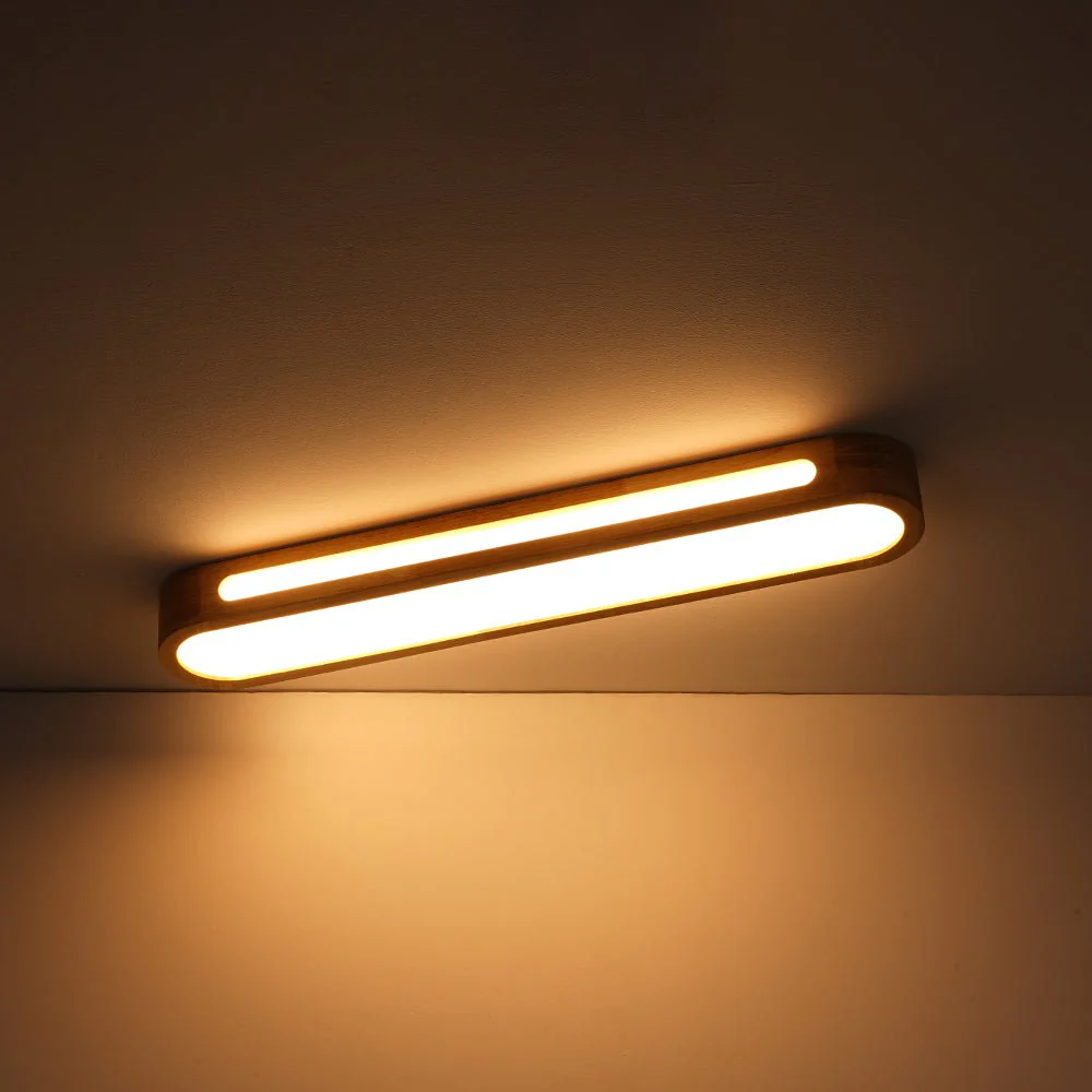 Farmhouse Dimmable LED Wood Oval Flush Mount Light - Image 9