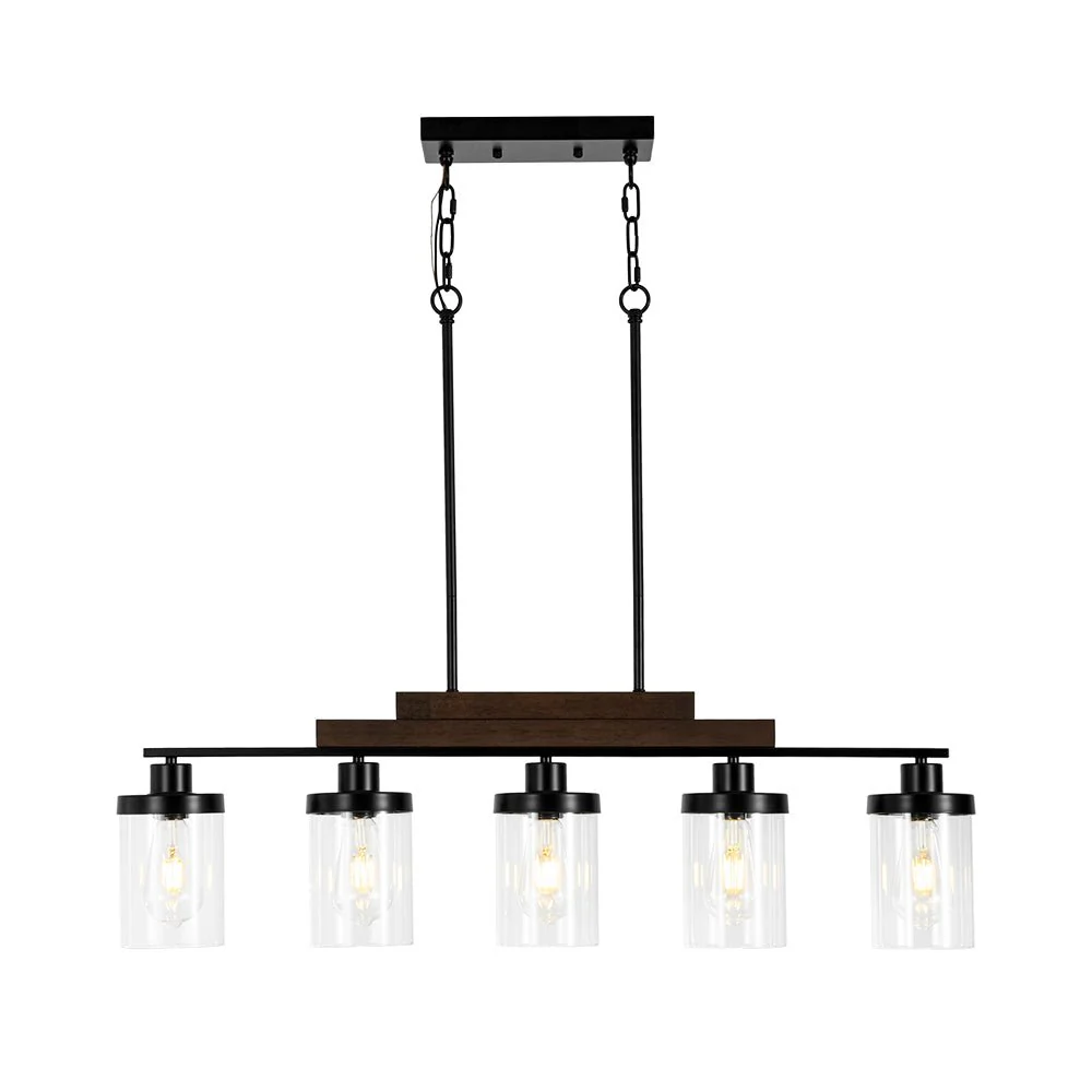 Farmhouse Linear Glass Wooden Kitchen Island Ceiling Light - Image 10