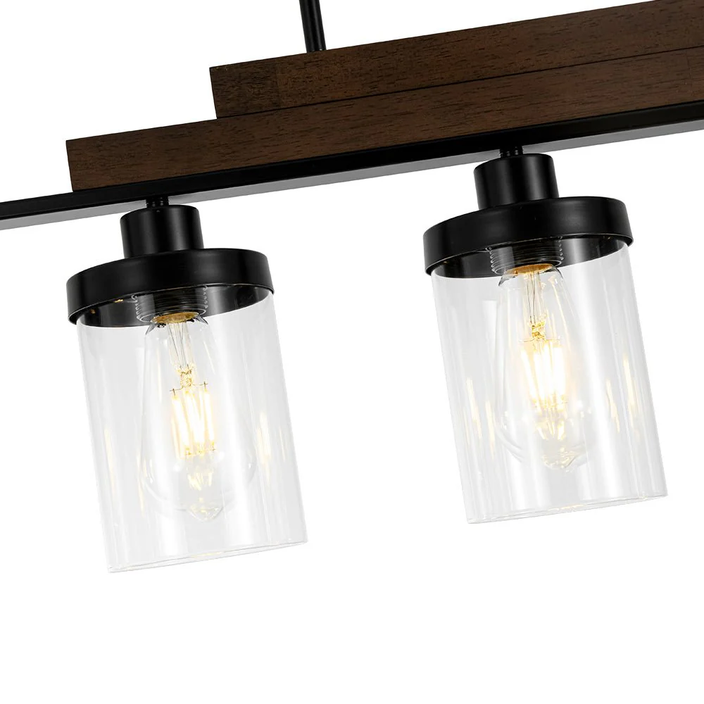 Farmhouse Linear Glass Wooden Kitchen Island Ceiling Light - Image 12