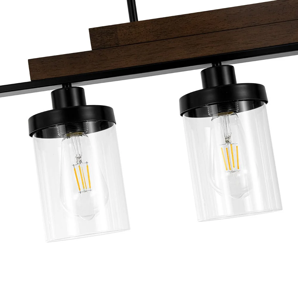 Farmhouse Linear Glass Wooden Kitchen Island Ceiling Light - Image 13