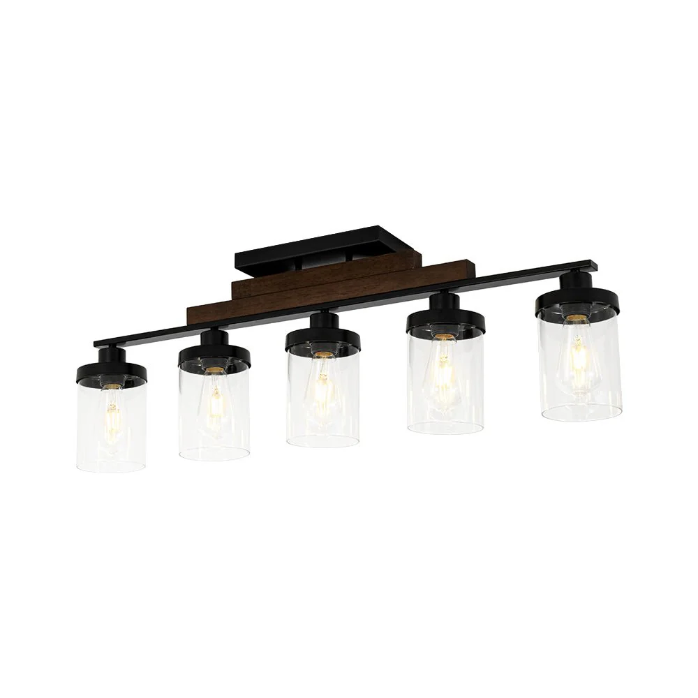 Farmhouse Linear Glass Wooden Kitchen Island Ceiling Light - Image 3
