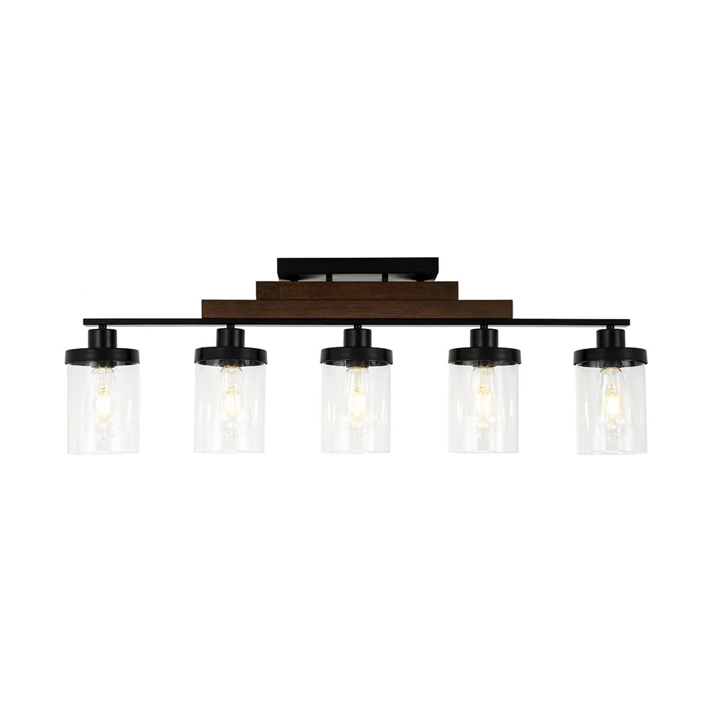 Farmhouse Linear Glass Wooden Kitchen Island Ceiling Light - Image 5