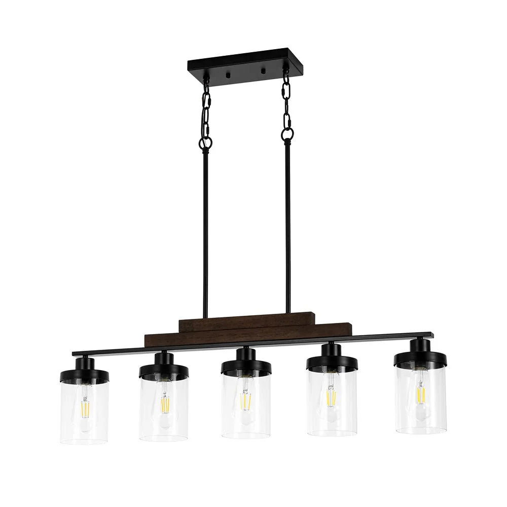 Farmhouse Linear Glass Wooden Kitchen Island Ceiling Light - Image 8