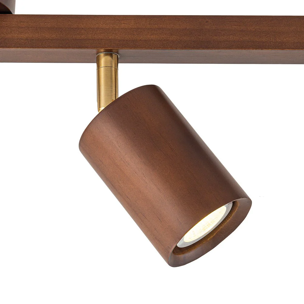 Farmhouse Walnut Wood 4-Light Linear Semi Flush Track Light - Image 11