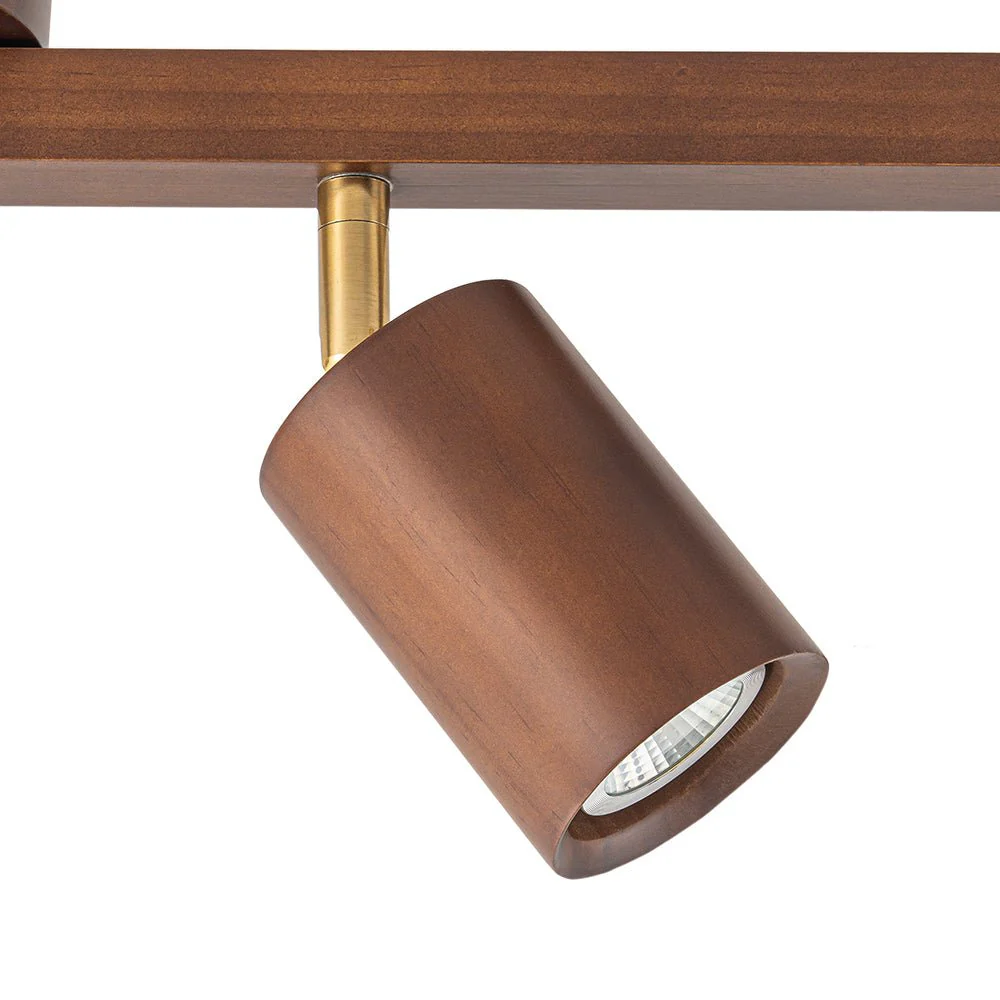 Farmhouse Walnut Wood 4-Light Linear Semi Flush Track Light - Image 12