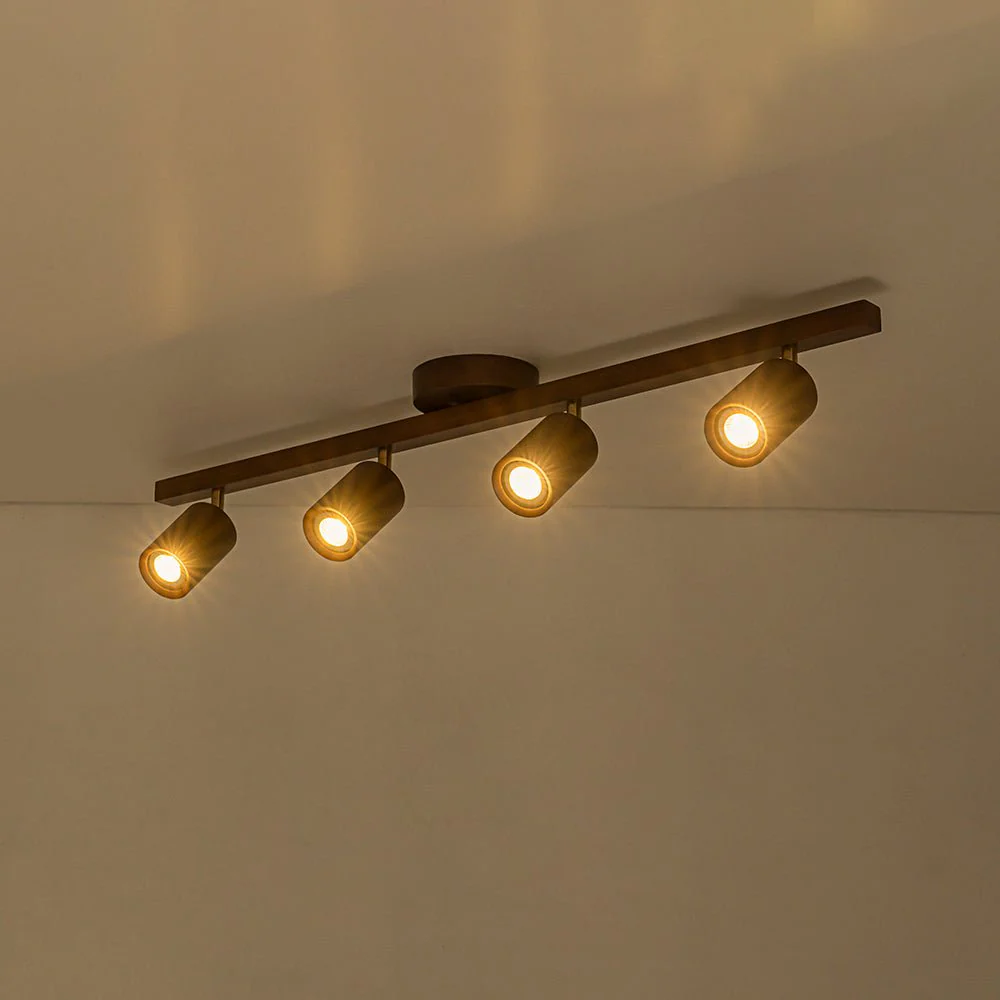 Farmhouse Walnut Wood 4-Light Linear Semi Flush Track Light - Image 13