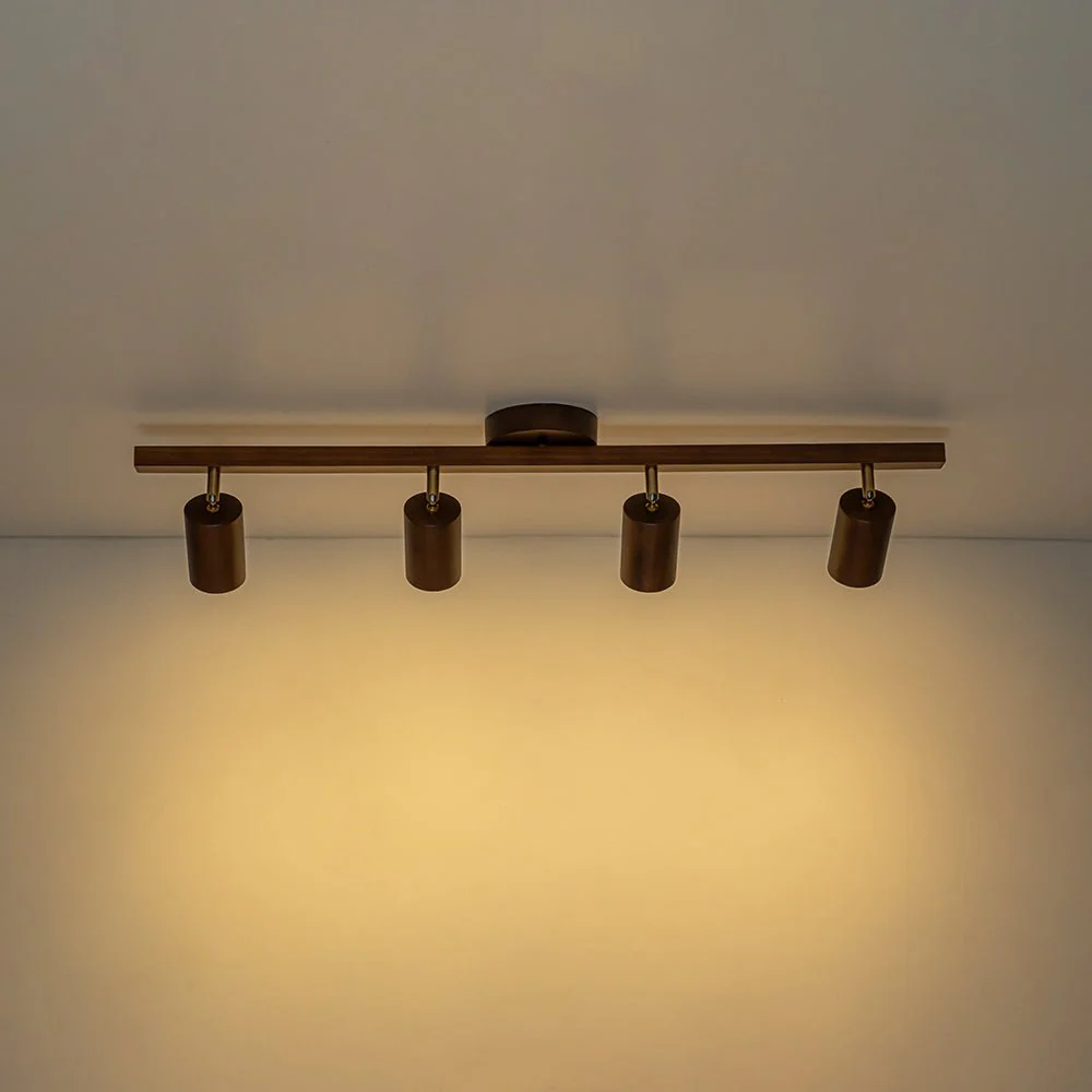Farmhouse Walnut Wood 4-Light Linear Semi Flush Track Light - Image 14
