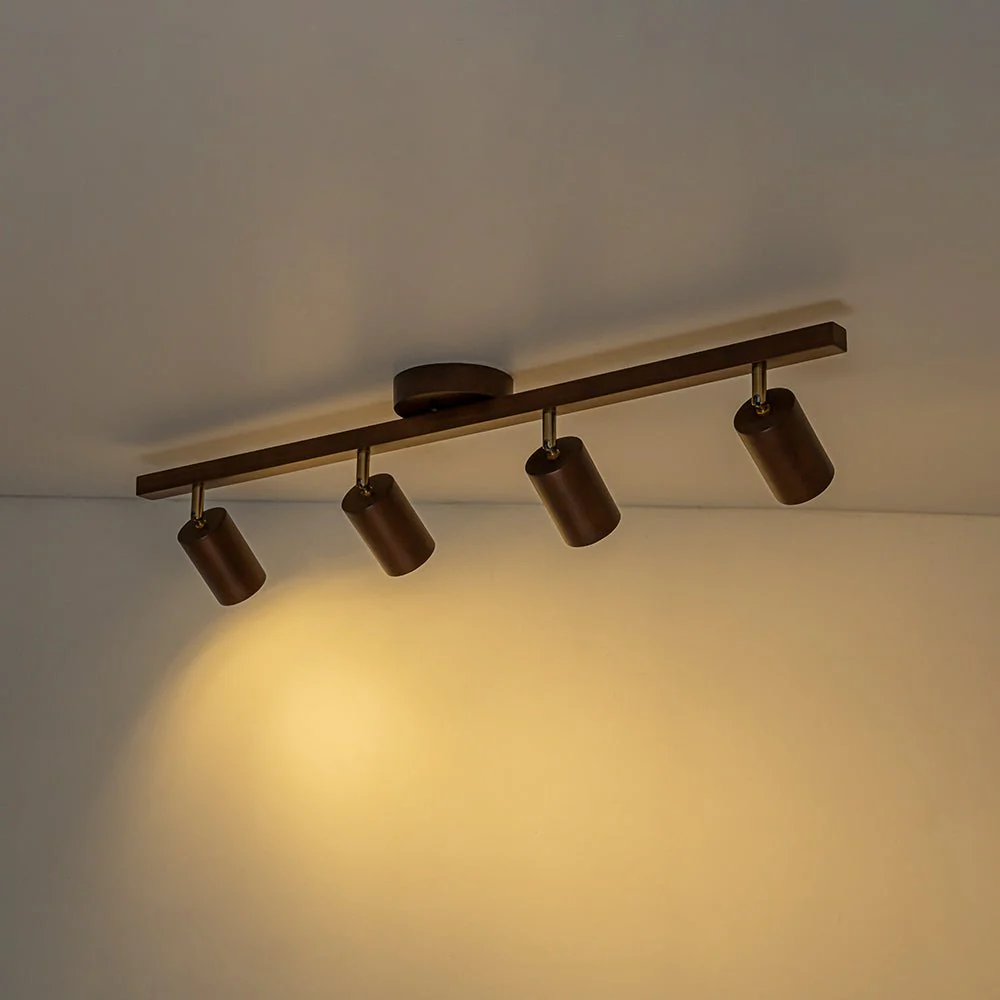 Farmhouse Walnut Wood 4-Light Linear Semi Flush Track Light - Image 15