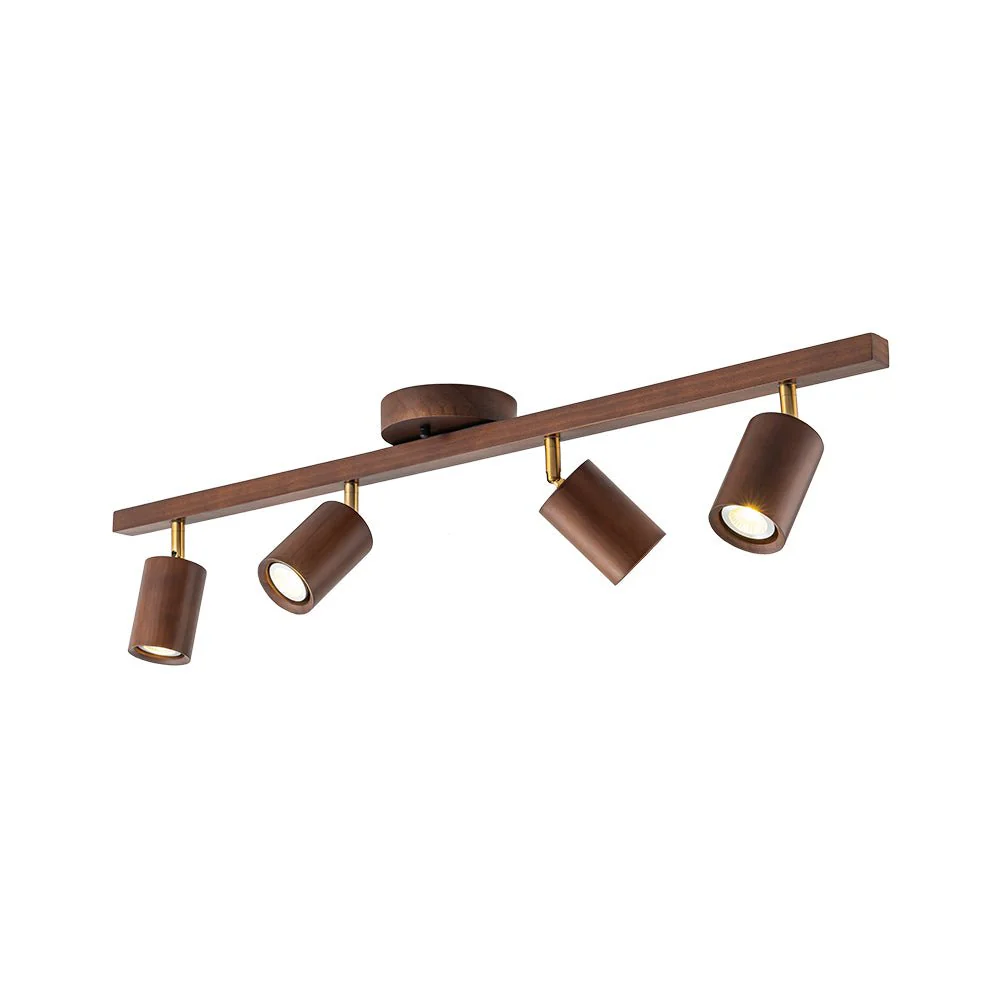 Farmhouse Walnut Wood 4-Light Linear Semi Flush Track Light - Image 3