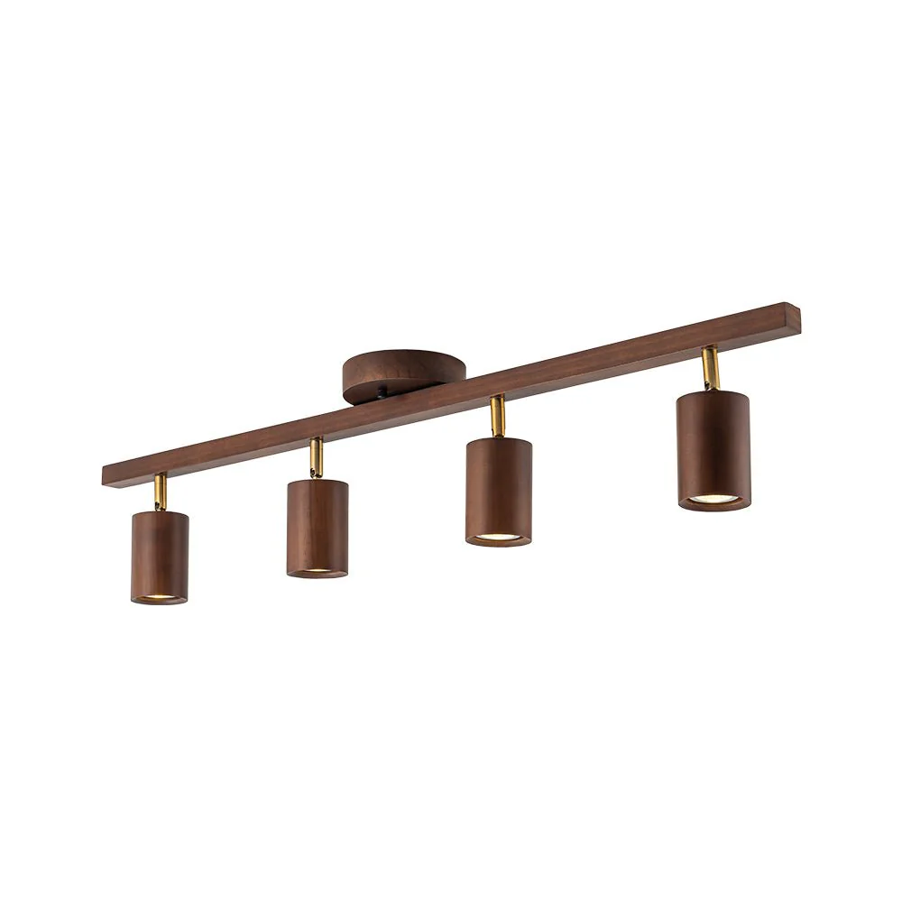 Farmhouse Walnut Wood 4-Light Linear Semi Flush Track Light - Image 5