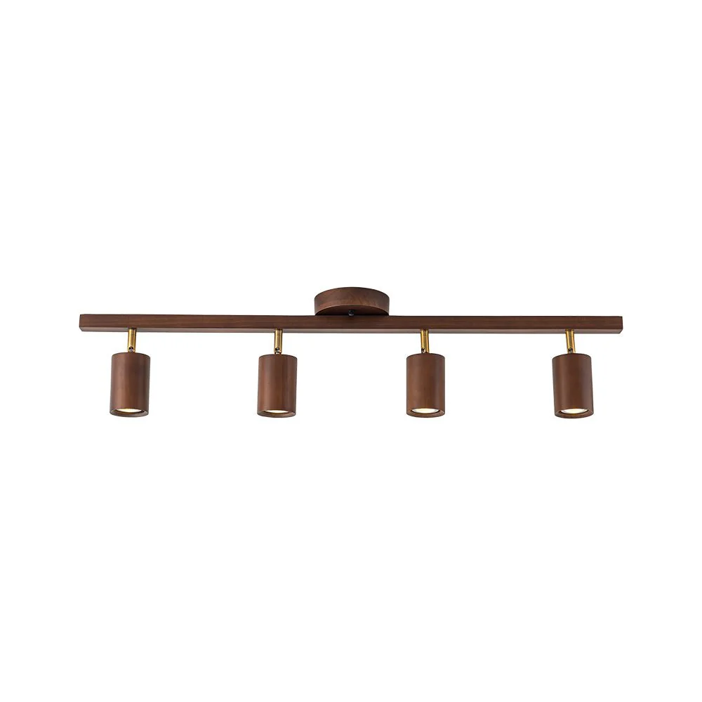 Farmhouse Walnut Wood 4-Light Linear Semi Flush Track Light - Image 6