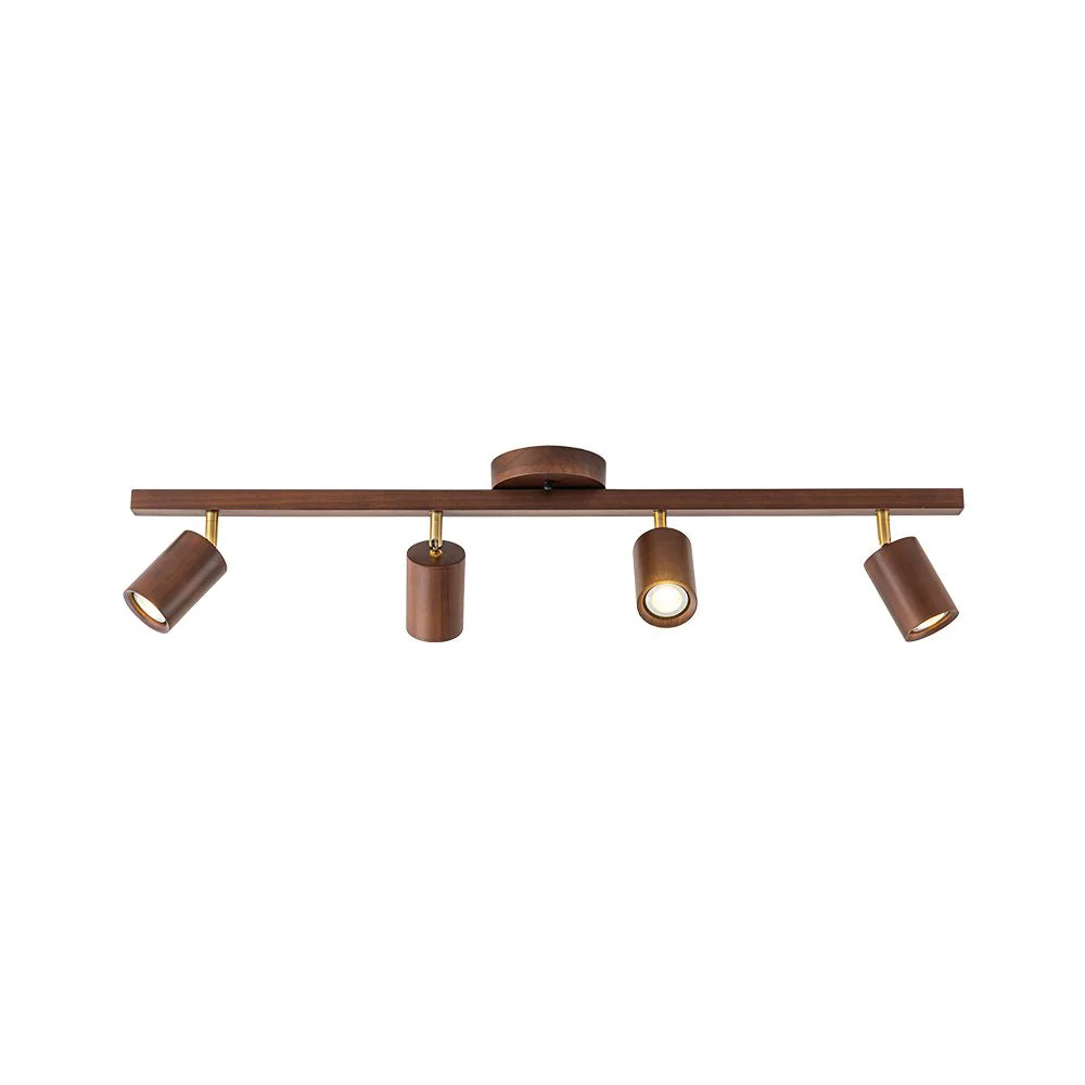 Farmhouse Walnut Wood 4-Light Linear Semi Flush Track Light - Image 7