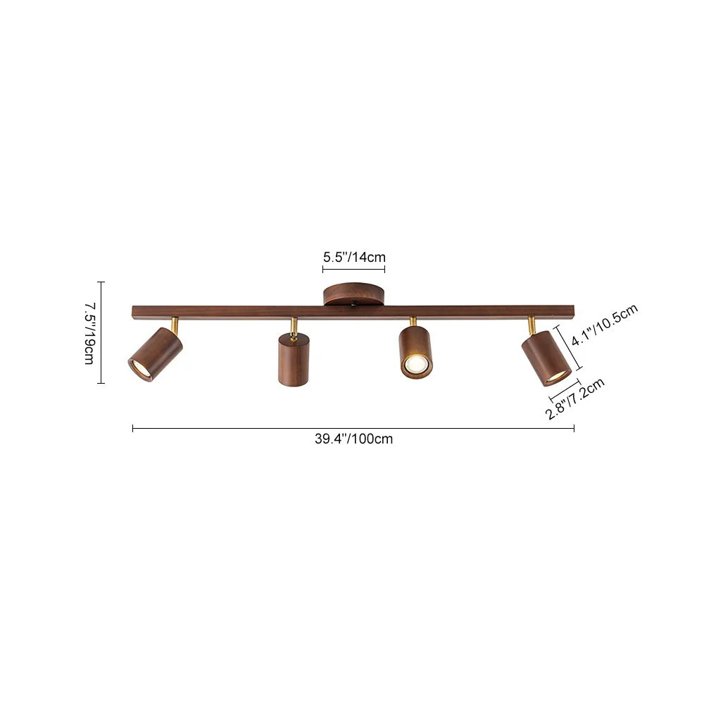 Farmhouse Walnut Wood 4-Light Linear Semi Flush Track Light - Image 9
