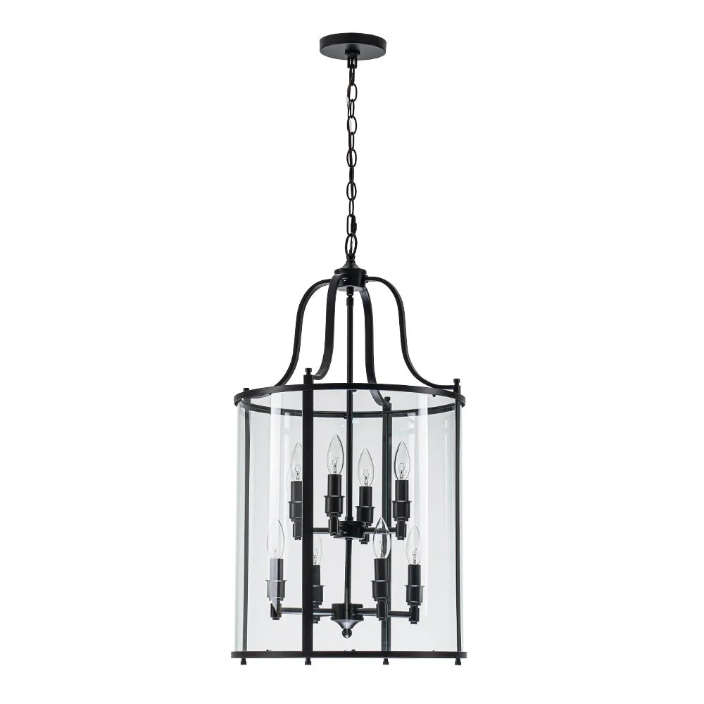 Farmhouse Wide Clear Glass Cylinder Cage Pendant - Image 10