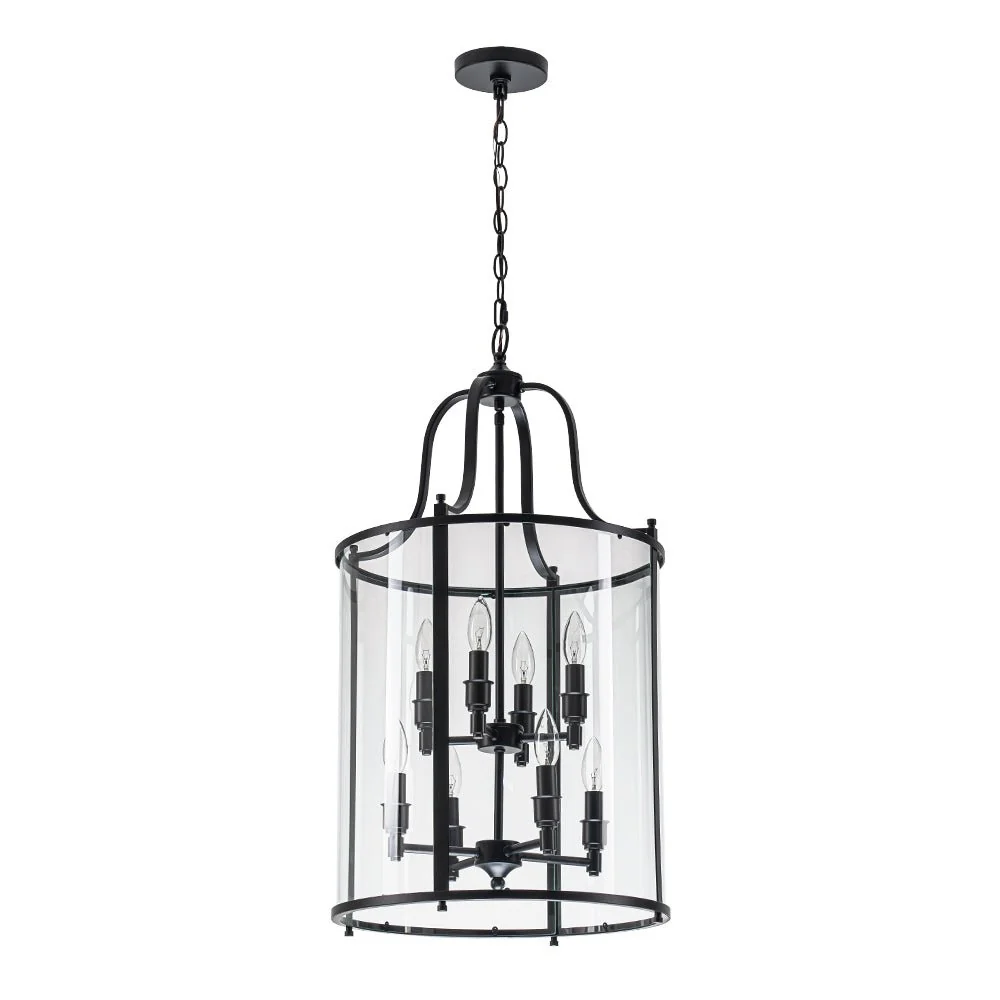Farmhouse Wide Clear Glass Cylinder Cage Pendant - Image 12